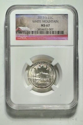 Rare 2013 San Francisco Mint 25 Cents White Mountain NGC Certified MS67 Quarter - Image 1 of 3