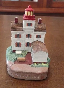 Spontiques No. 9275 Lighthouse Figurine Yaquina Bay Oregon 4" x 4.5". LJ - Picture 1 of 8