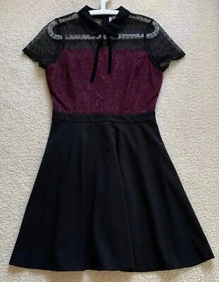 Vestido Elle Encaje Ajuste y Cuello Acampanado Talla 8 Poeta Púrpura Gótico Años 90’s Y2K Miércoles Foto 1 de 4