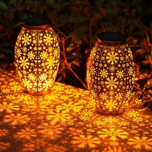 Solar Lanterns Outdoor Waterproof - 2 Pack Hanging Solar Lights Outdoor, Hall... - Picture 1 of 8