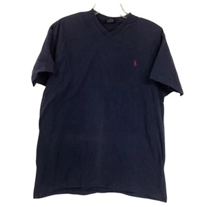 Vintage Polo Ralph Lauren V-Neck Tee Navy Polo T-Shirt Schulterpolster - Bild 1 von 4