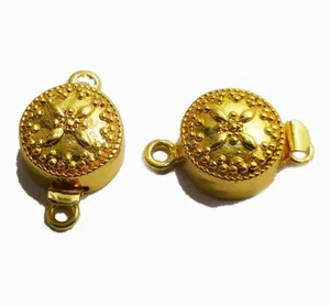 5 PCS 24X15X9MM SOLID COPPER BALI BOX CLASP 1 STRAND 18K GOLD PLATED 213 - Picture 1 of 1