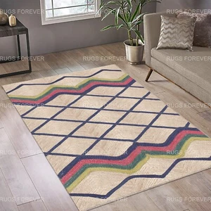 Hand Braided Blue Natural Jute Area Rug Kilims Living Room Runner Carpets 6x9 Ft - Picture 1 of 9