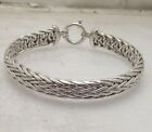 Basket Woven Wheat Spiga Chain Bracelet Anti-Tarnish Real Sterling Silver