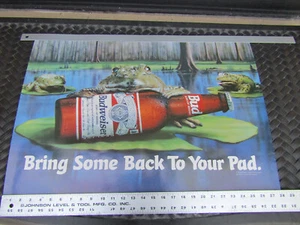 RARE 1995 Budweiser Beer Frog Poster “Bring Some Back To Your Pad” Fun Man Cave - Picture 1 of 1
