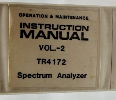ADVANTEST TR4172 SPECTRUM ANALYZER VOL. 2 INSTRUCTION MANUAL (0) - Image 1 of 3