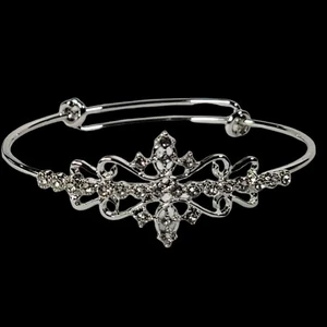 Damen Kristall Kreuz Armband Manschette Silber 2,5" - 2,75" Prinzessin Mode - Bild 1 von 6