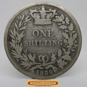 1839 Great Britain Silver One Shilling - #C48245NQ - Picture 1 of 2