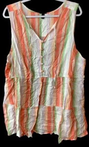 Torrid 4 , 4X multicolor striped partial buttoned sleeveless tiered top - Picture 1 of 5