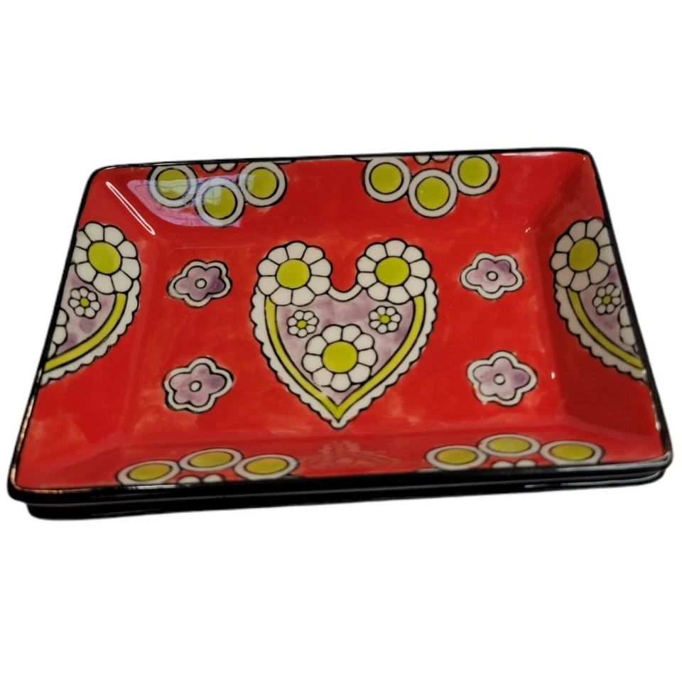 Creative Co-op DA6857 Rectangle Stoneware Plate With Fish Images and Matching Bo