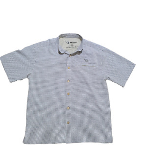 Mojo Sportswear Fishing Button Up Shirt Gray Check Vented Short Sleeve Men Small