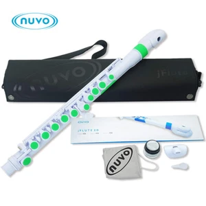Nuvo jFlute 2.0 - Student Plastic Flute w "Donut" Curved Headjoint - White/Green - Picture 1 of 2