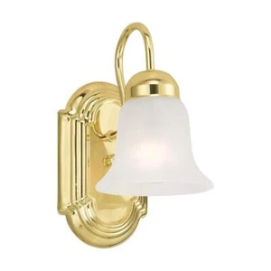 Livex Lighting Wall Sconce 5" 1-Light Polished Brass w/ White Alabaster Glass - Picture 1 of 11