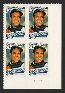 =WOW= #5608 YOGI BERRA, BASEBALL ALL STAR, LR PLATE BLOCK OF 4, MNH, Free S&H - Picture 1 of 2