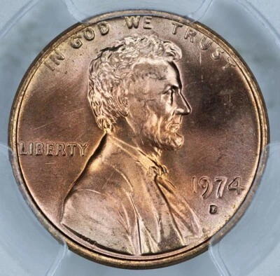 1974-D PCGS MS66RD Lincoln Cent 36025315 - Image 1 of 3