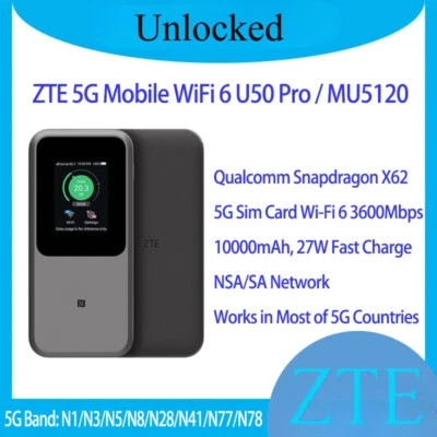 ZTE Portable WiFi 5G Router MU5120 WIFI 6 MU5120 10000mAh 3600Mbps Hotspot - Image 1 of 4