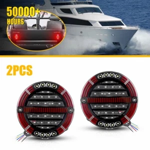 2x 5.5" Red/Amber/White Trailer Truck Round Tail Light Turn Lamps Signal 12-24V - Picture 1 of 13