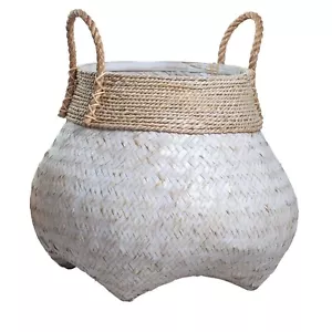 Dekokorb weiß Großer Pflanzkorb handgeflochten aus Bambus Ø38-58cm Soeji ® BENOA - Bild 1 von 12