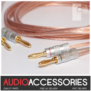 5m CUSTOM MADE Terminated 2.5mm² Speaker Cable (OFC Cable & BP2 Banana Plugs) - Picture 1 of 5