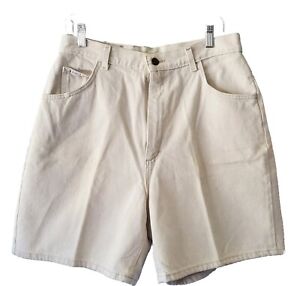Vtg Lee Women's Size 16L Cream Jean Shorts High Rise 100% Cotton USA Minimalist