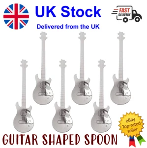 Guitar Shaped Teaspoon Spoon Coffee Iced Tea Dessert Stainless Steel - UK STOCK - Picture 1 of 12