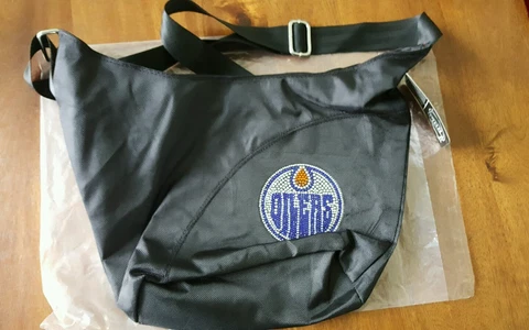 Little Earth NHL Edmonton Oilers Sport Noir Sheen Hobo Bag Cover