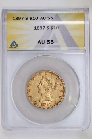 1897-S $10 GOLD LIBERTY EAGLE ANACS AU55 Cover