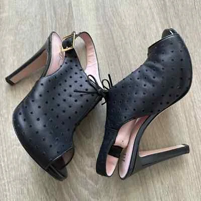 Red Valentino Black Polka Dot Slingback Peep Toe Heels SZ 38  SB-P - Image 1 of 4