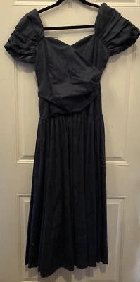 Vestido De Colección Laura Ashley Talla 10 Azul Mangas Hinchadas Formal Espalda Baja Largo Foto 1 de 4