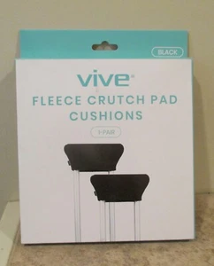 Fleece Crutch Pad Cushions - One Pair - Black - NIP - Picture 1 of 4
