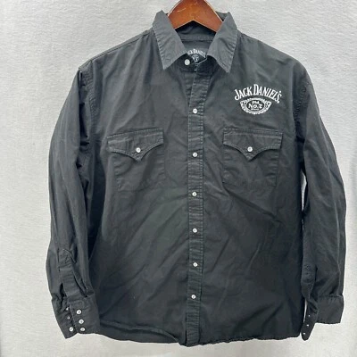 Camisa Jack Daniels Para Hombre L Negra Perla Broches Bordados Deletrear Western De Colección Foto 1 de 4