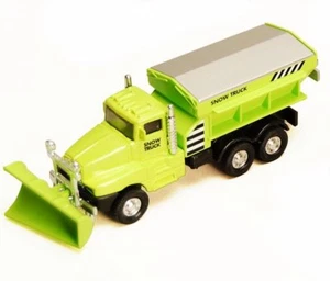 6" Snow Plow Salt Truck Diecast Metal Model Toy With Swivel Pull Action- Green - Picture 1 of 6