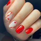 Round Head Valentine's Day Fake Nails Wearable Manicure Nail Tips  Women