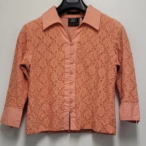 Bill Blass Classics Damen Crop Top geschnürt Gr. M Blumen Stretch Knopfleiste gefüttert - Bild 1 von 11