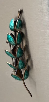 Broche Raro De Colección Noruega Aksel Holmsen Esmalte Lily Valley Plata de Ley 925s Foto 1 de 4