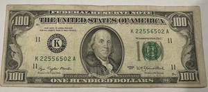 USA 1977 $100 Dallas Tx Centered Off Circulated Good Condition Printed Error  - Picture 1 of 6