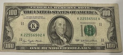 USA 1977 $100 Dallas Tx Centered Off Circulated Good Condition Printed Error  - Image 1 of 4