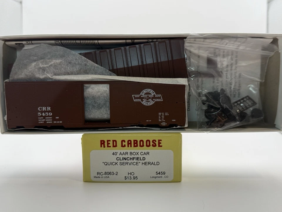 HO Red Caboose Clinchfield 40’ AAR Boxcar Kit 5459 – Unbuilt CRR “Quick Service” - Image 1 of 1