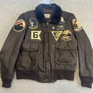 Vintage G-1 Fliegerjacke Herren braun Leder Bomber Patches 70er 1973 Militär - Bild 1 von 24