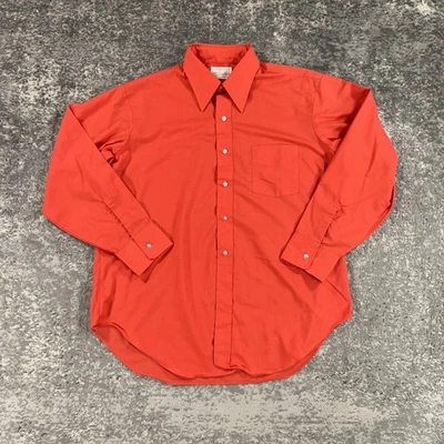 Vintage Arrow Shirt Mens 17 34 Orange Long Sleeve Button Up Kent Collection 70s - Image 1 of 4