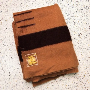 Vintage Hudson's Bay Point Blanket Brown 77" x 60" 100% Wool 4 Point - Picture 1 of 16