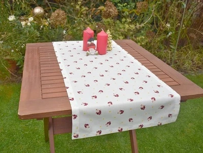 Table Runner Provence Cotton 40x90 CM White With Christmas Motif from France - Image 1 of 4