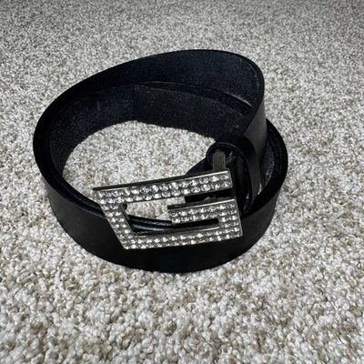 Cinturón Guess Y2K Negro Cuero Genuino Estrás G Mujer Talla XL Foto 1 de 4