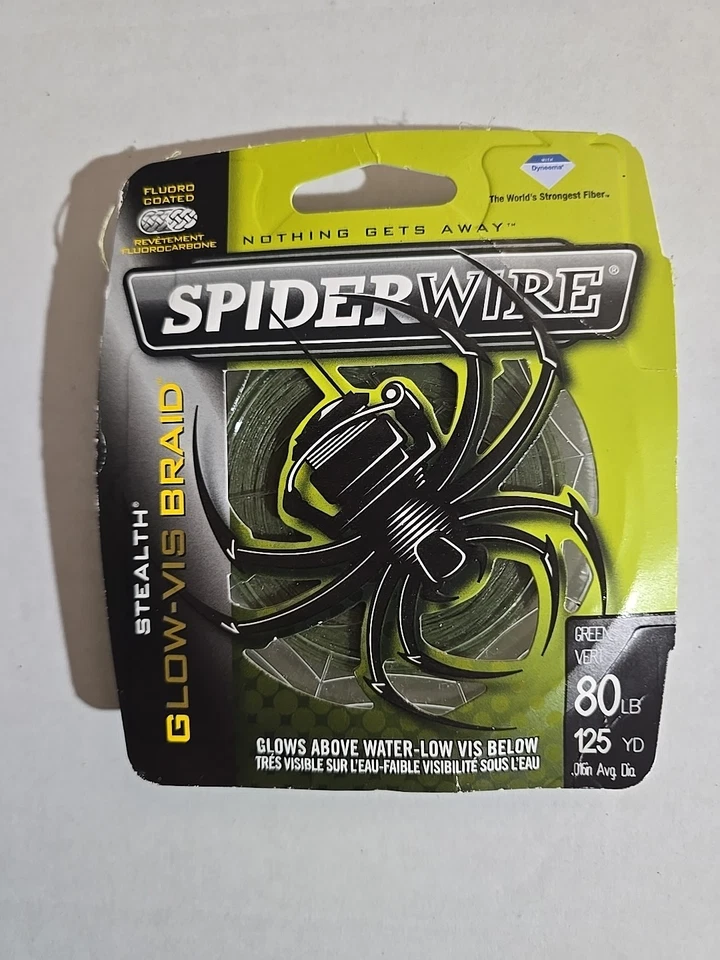 Trenza Spiderwire 80 lb prueba verde brillante 125 yardas Foto 1 de 3