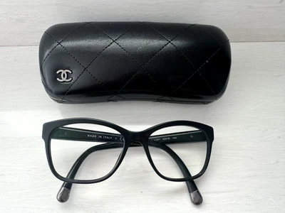 Chanel #3322 c.501 Quilted Black Gun Metal Eyeglass Italy 52-16 140 - Authentic  - Image 1 of 4