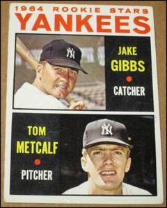 1964 Topps New York Yankees Rookie Stars Jake Gibbs Tom Metcalf Card #281 RC VG