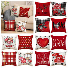 Set of 4 Cushion Cover Linen Red Decorative Home Throw Pillow Case 18x18"