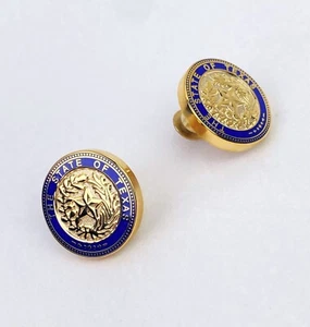 Set of 2 Pins by Cufflinks State of Texas Seal Lapel Pin, Goldtone Plate/Enamel - Picture 1 of 6