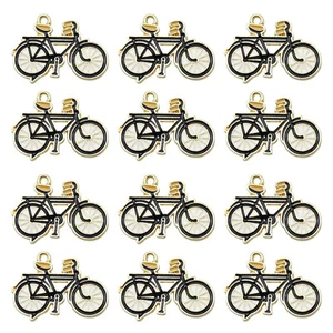 8 Stck. Emaille Schwarz Fahrrad Transport Modell Charms Anhänger Schmuck Handwerk - Bild 1 von 6