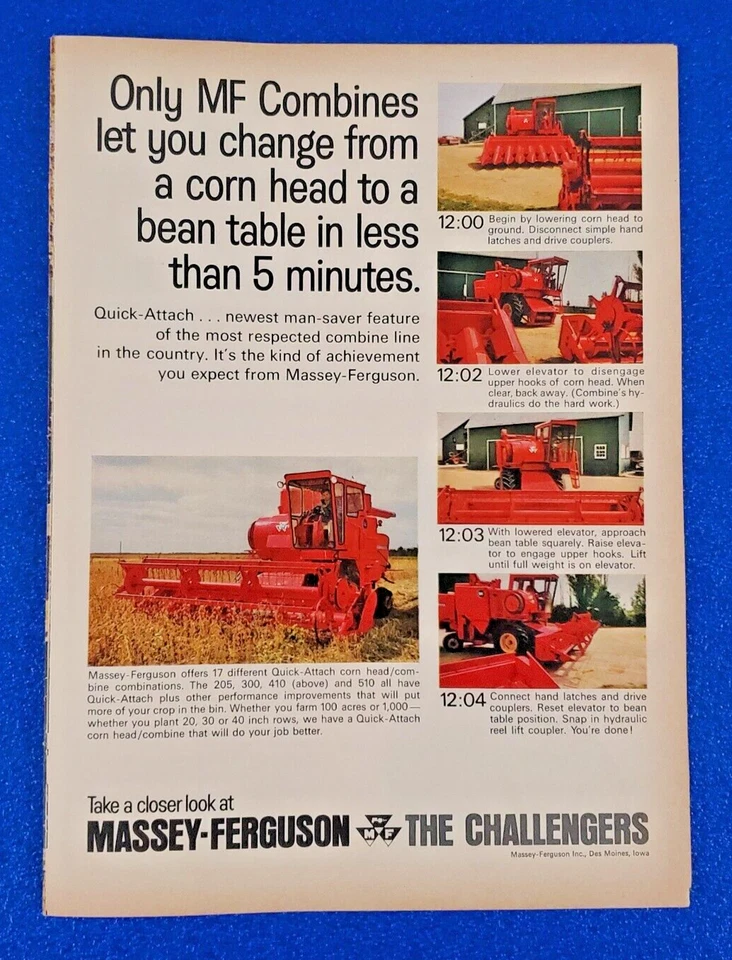 Massey-Ferguson MF 410 510 205 300 1968 combina anuncio impreso original - (lote S24+) Foto 1 de 1